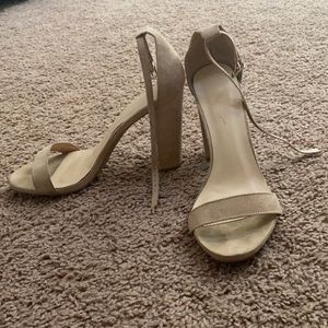 Nude suede heels